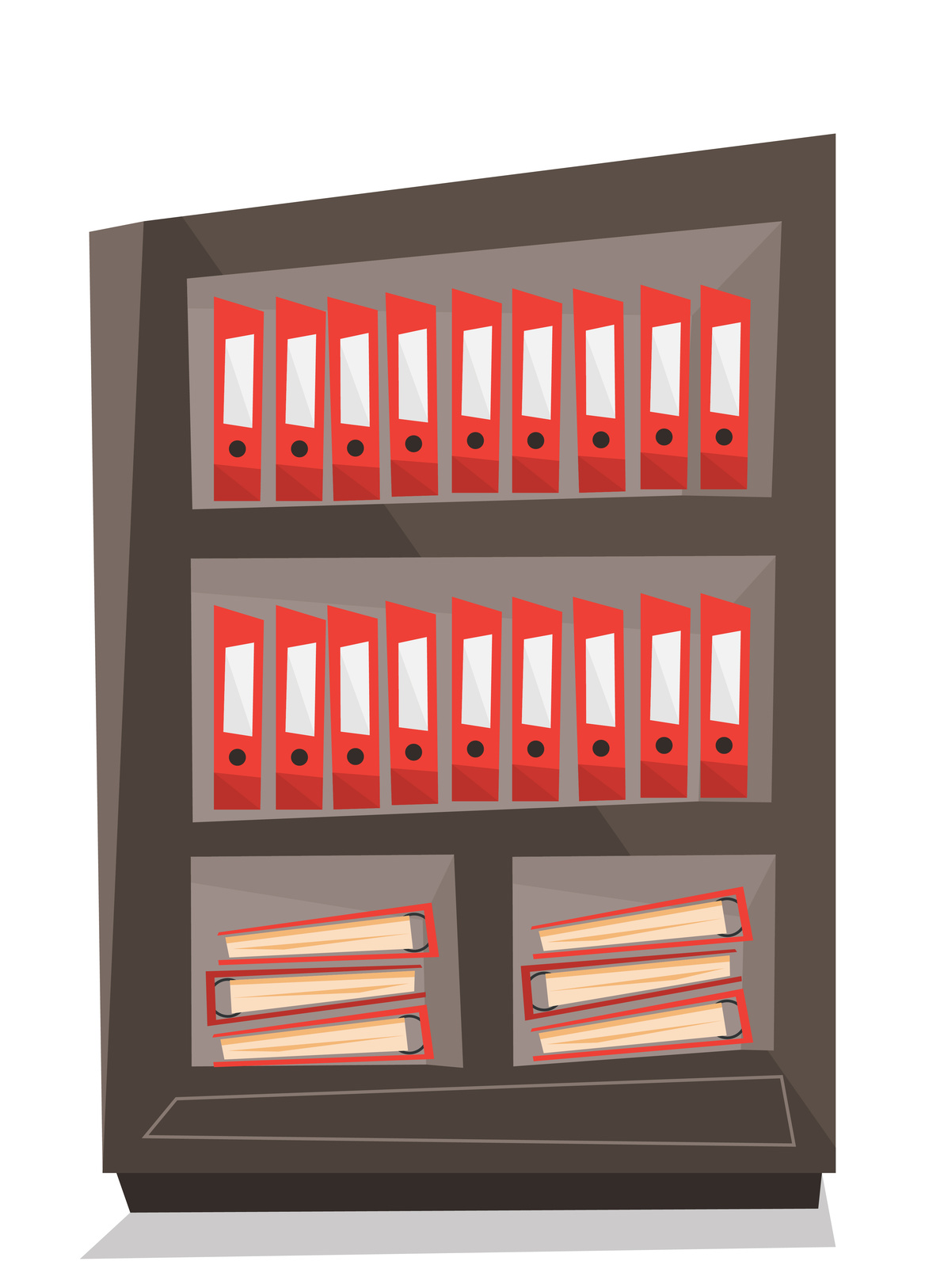 Office shelves with folders vector illustration.
